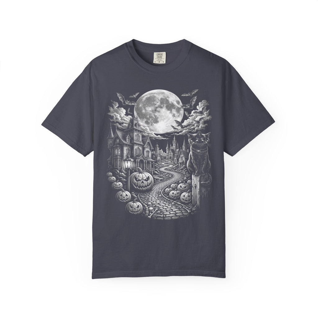 Halloween Haunted House Classic Tee | Spooky Black Cat Moon