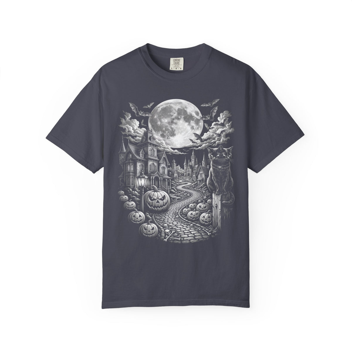 Halloween Haunted House Classic Tee | Spooky Black Cat Moon