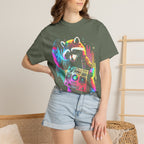 Neon DJ Raccoon Classic Tee | Synthwave Retro | Music Gift