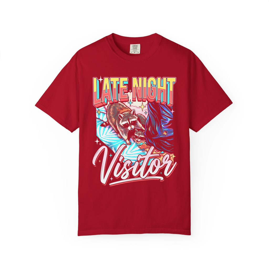 Late Night Visitor Raccoon Classic Tee | Retro Neon | Vintage