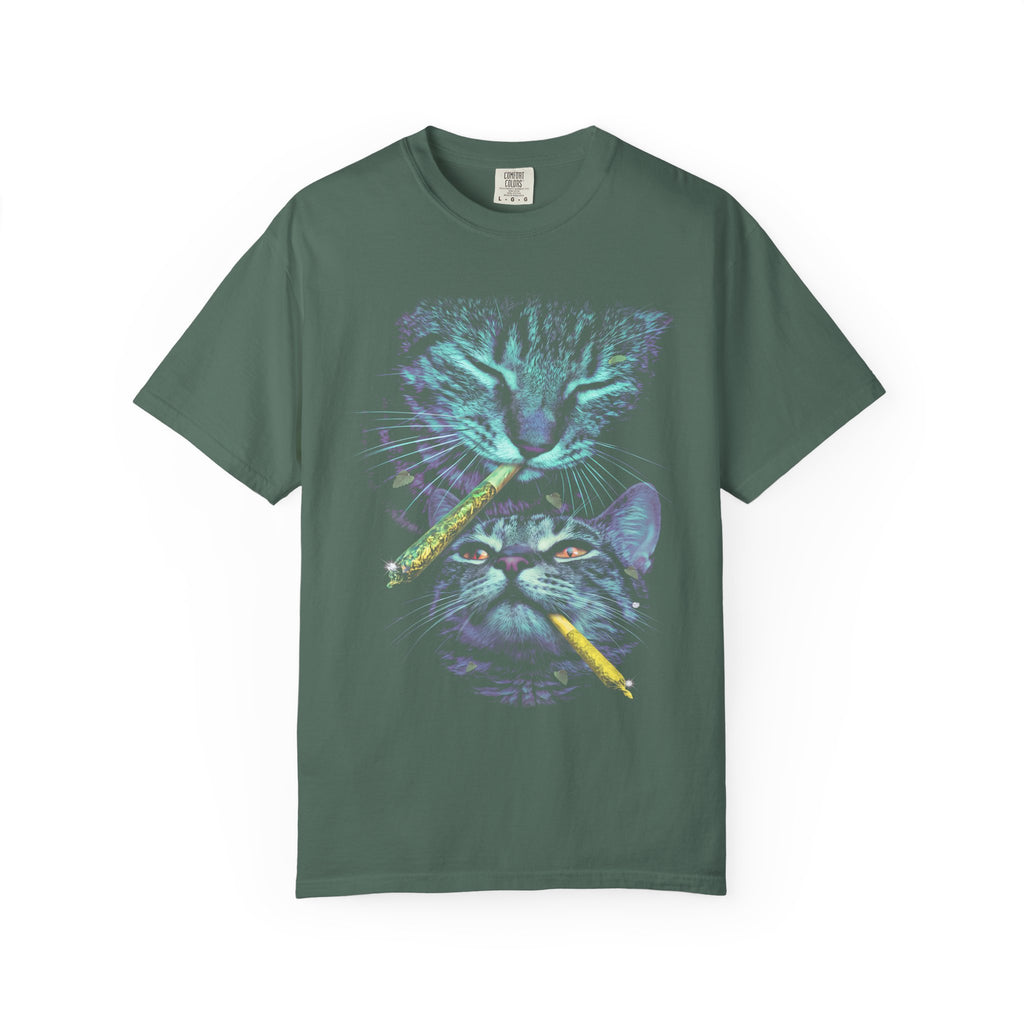 Stacked Cat Portraits Classic Tee | Neon Psychedelic Art