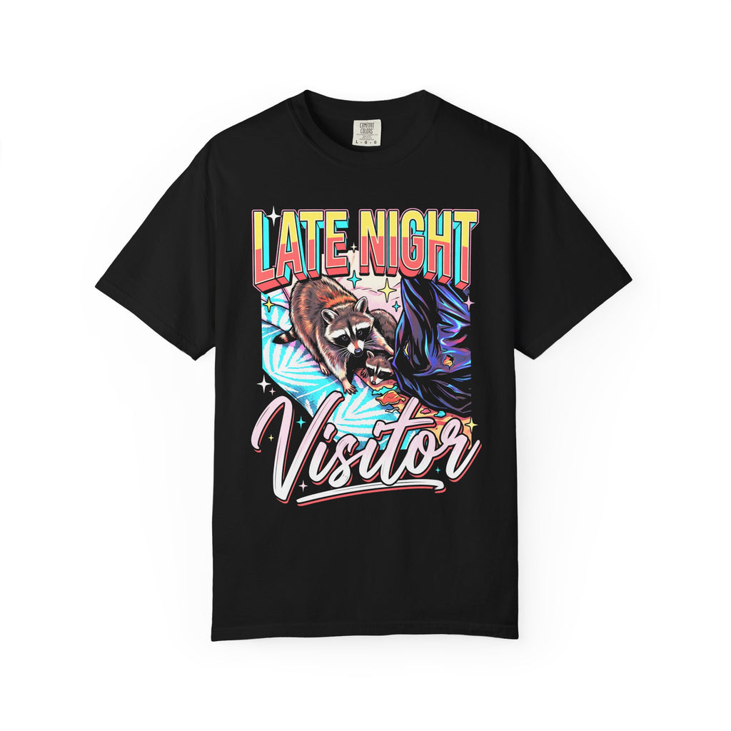 Late Night Visitor Raccoon Classic Tee | Retro Neon | Vintage