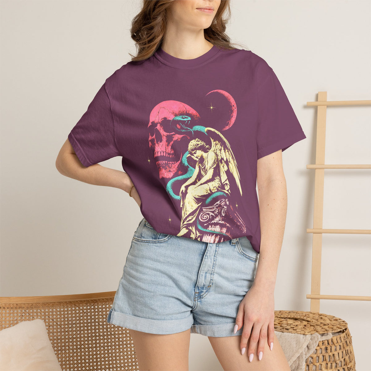 Skull Snake Angel Classic Tee | Retro Gothic | Vintage Gift