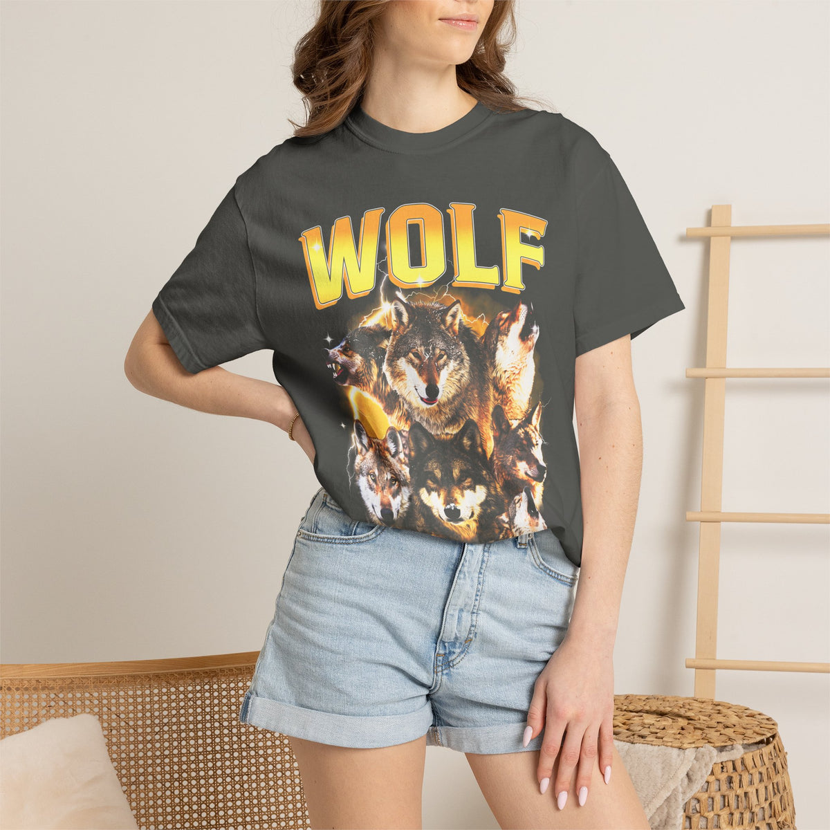 Wolf Lightning Classic Tee | Vintage 90s | Animal Lover Gift