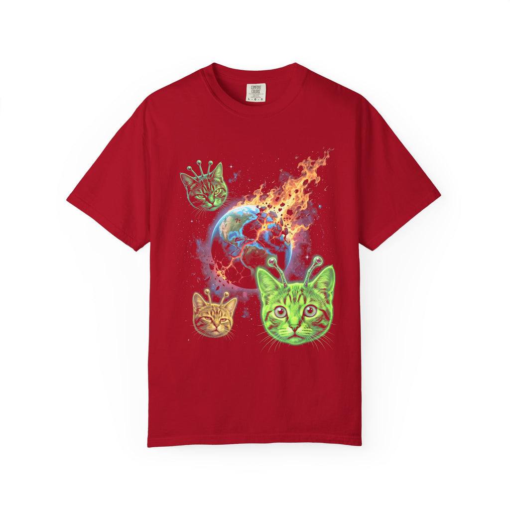 Alien Cat UFO Classic Tee | Mystery Space Art | Bowler Hat