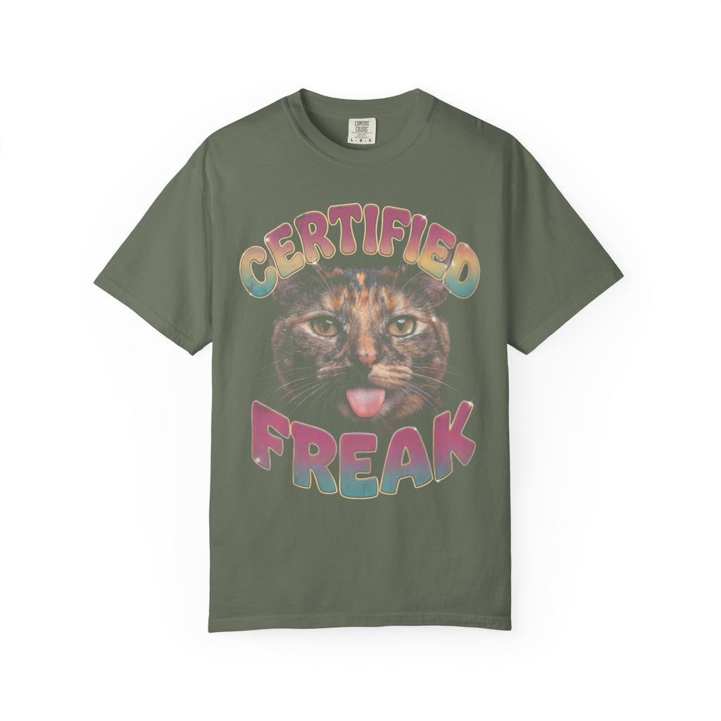 Certified Freak Cat Classic Tee | Funny Blep Mlem | Retro Art