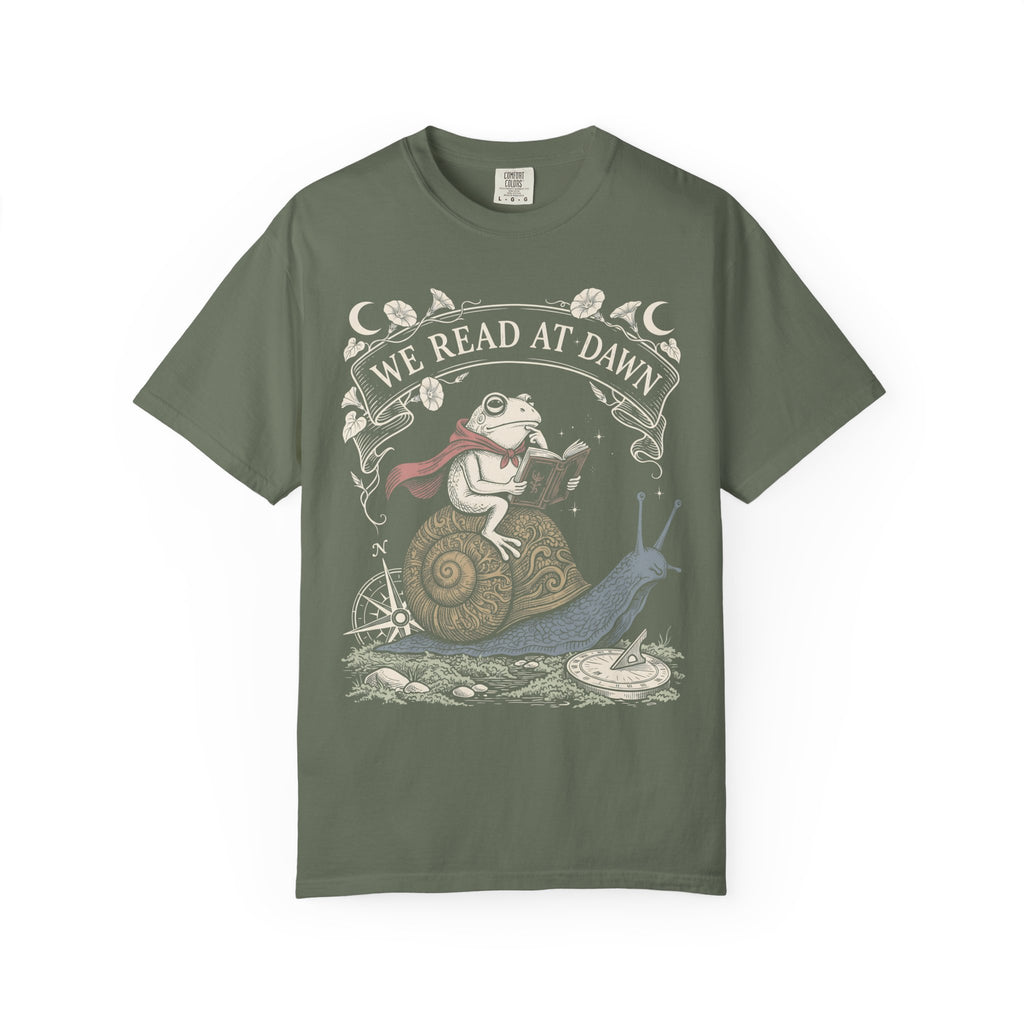 We Read At Dawn Classic Tee | Wizard Toad | Magical Books