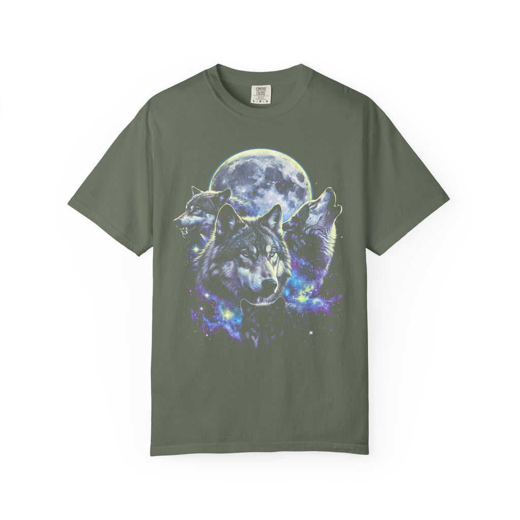 Wolf Pack Classic Tee | Galaxy Full Moon | Wildlife Nature