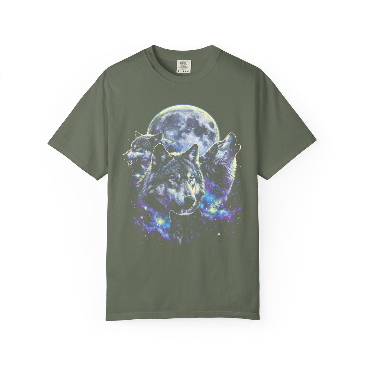 Wolf Pack Classic Tee | Galaxy Full Moon | Wildlife Nature