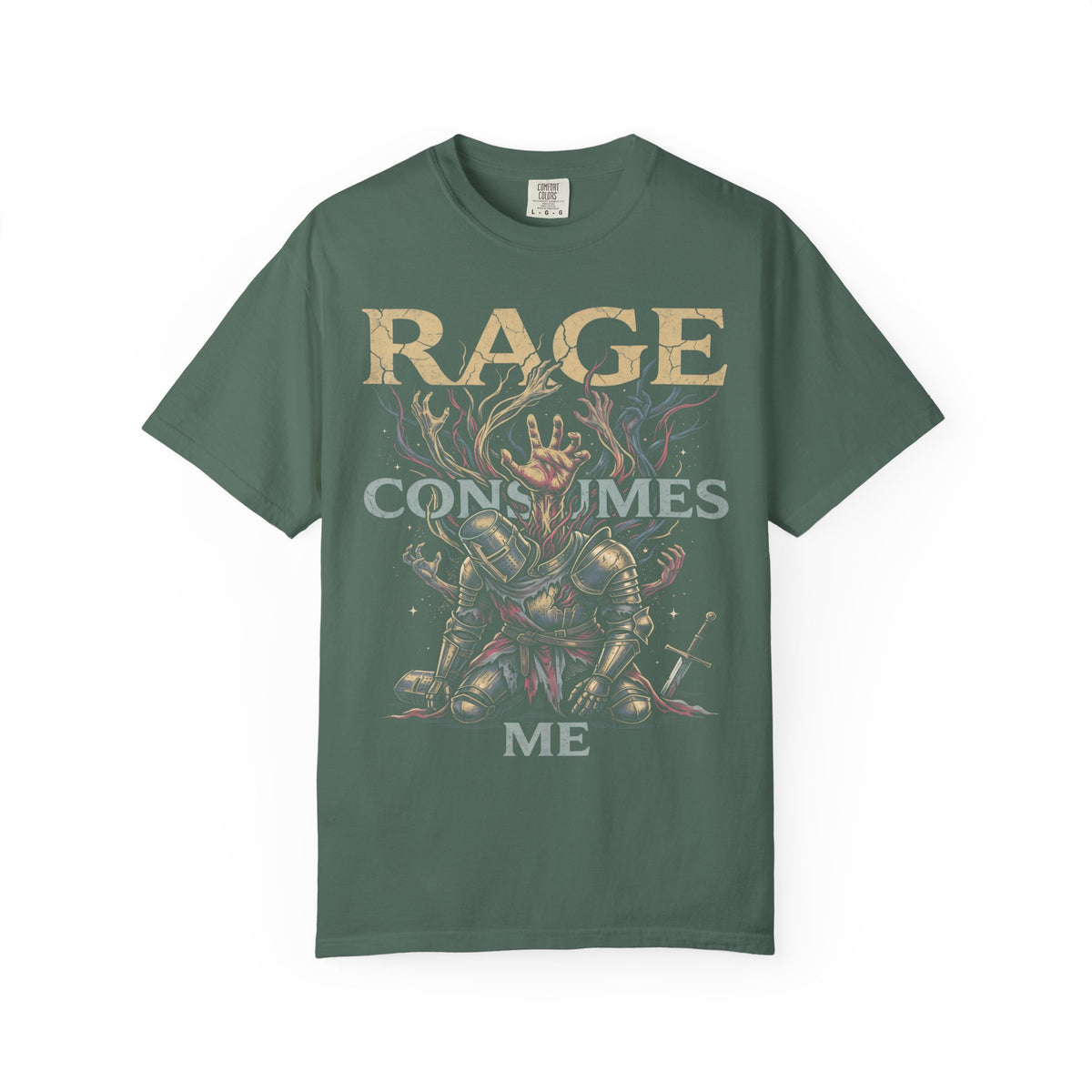 RAGE CONSUMES ME Classic Tee | Kneeling Knight | Dark Fantasy