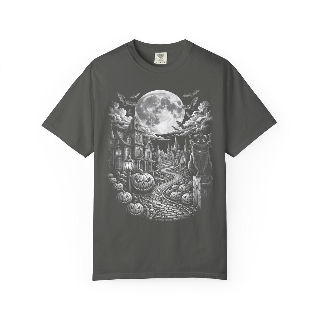 Halloween Haunted House Classic Tee | Spooky Black Cat Moon