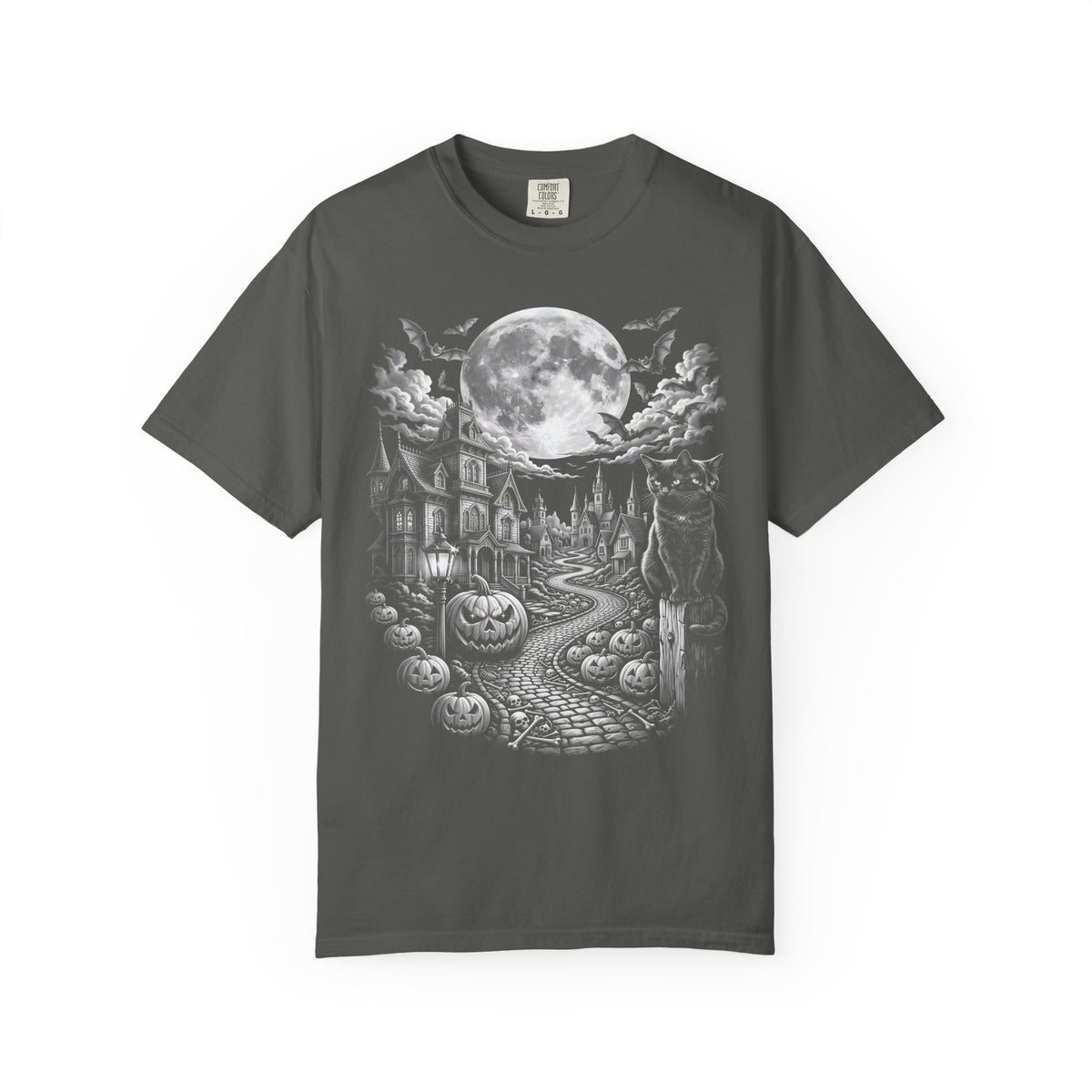 Halloween Haunted House Classic Tee | Spooky Black Cat Moon