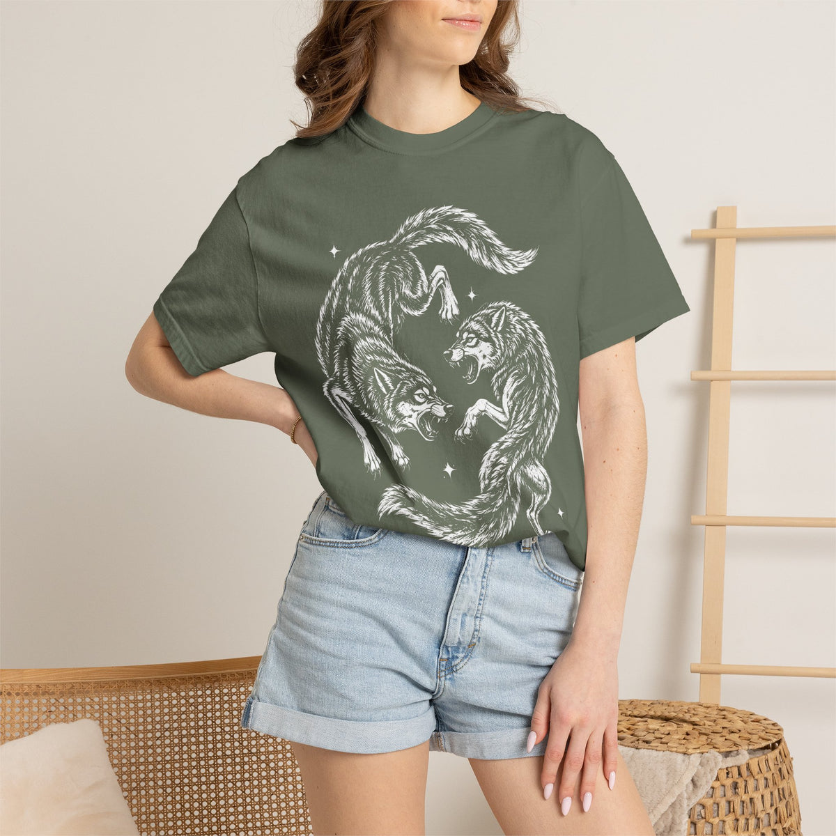 Twin Wolves Classic Tee | 90s Vintage | Dark Nature Wolf