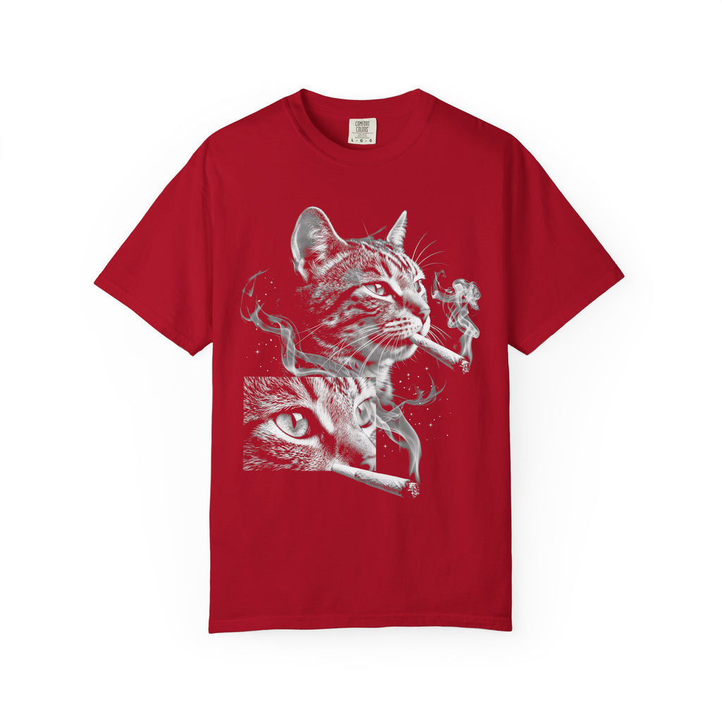 Cosmic Smoking Cat Classic Tee | Noir Space Art | Vintage Smoke