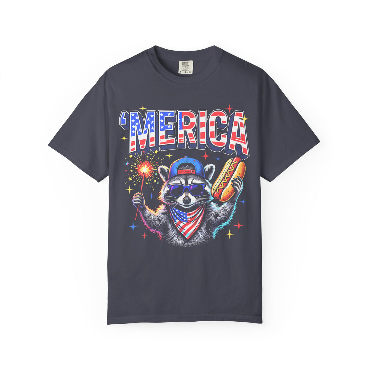 Merica Patriotic Raccoon Classic Tee | 4th Of July | USA Flag