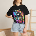 Neon DJ Raccoon T-Shirt - Synthwave Retro Music Graphic Tee
