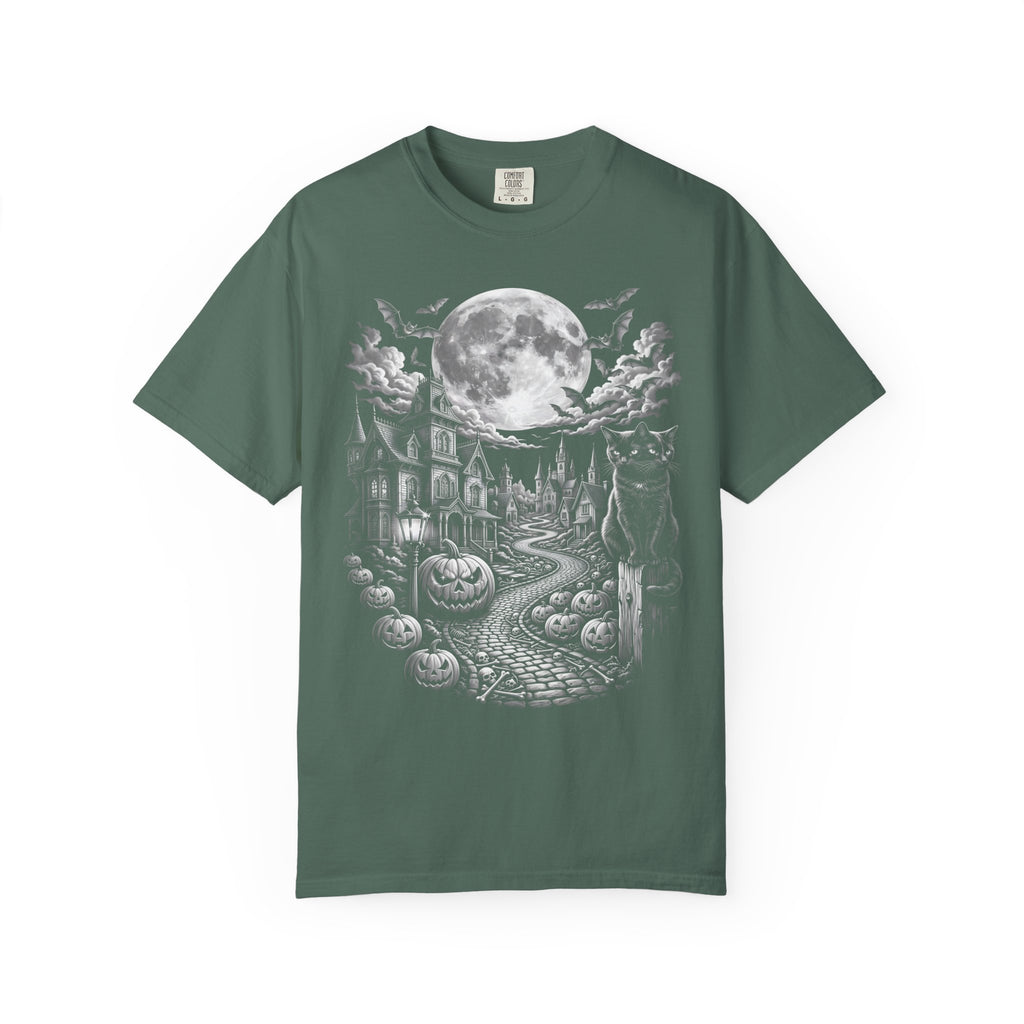 Halloween Haunted House Classic Tee | Spooky Black Cat Moon