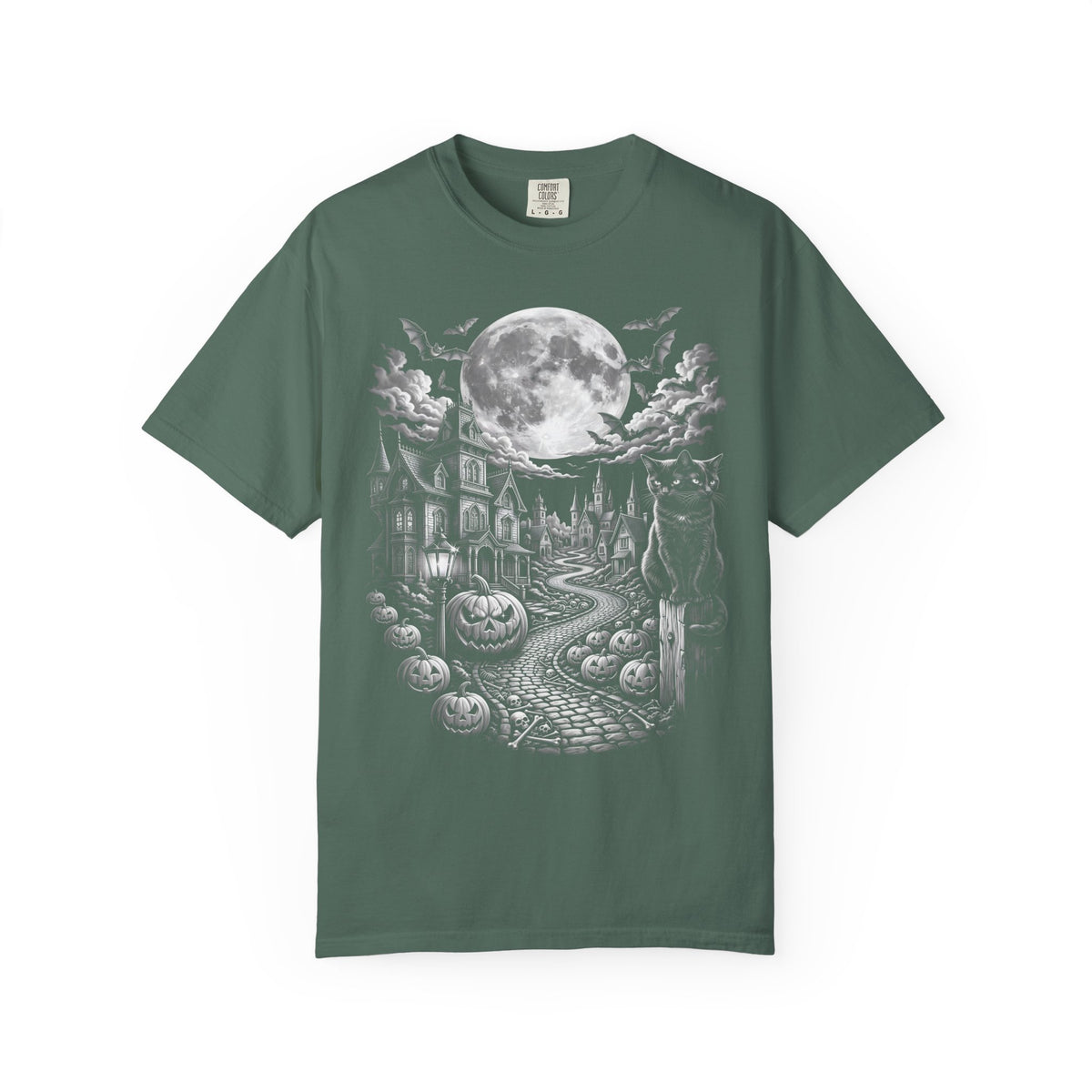 Halloween Haunted House Classic Tee | Spooky Black Cat Moon