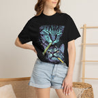 Stacked Cat Portraits Classic Tee | Neon Psychedelic Art