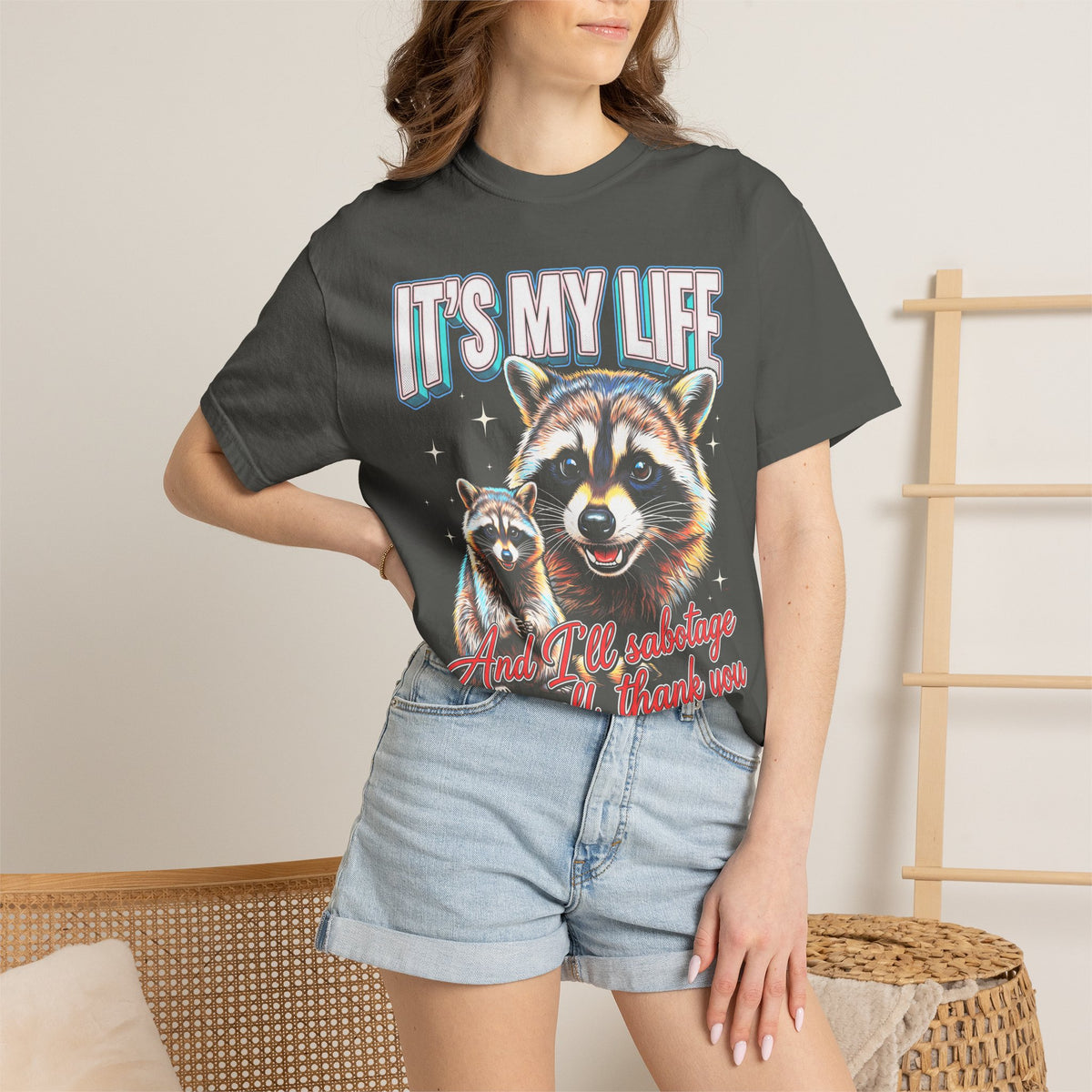 Its My Life Sabotage Myself Raccoon Classic Tee | 90s Retro
