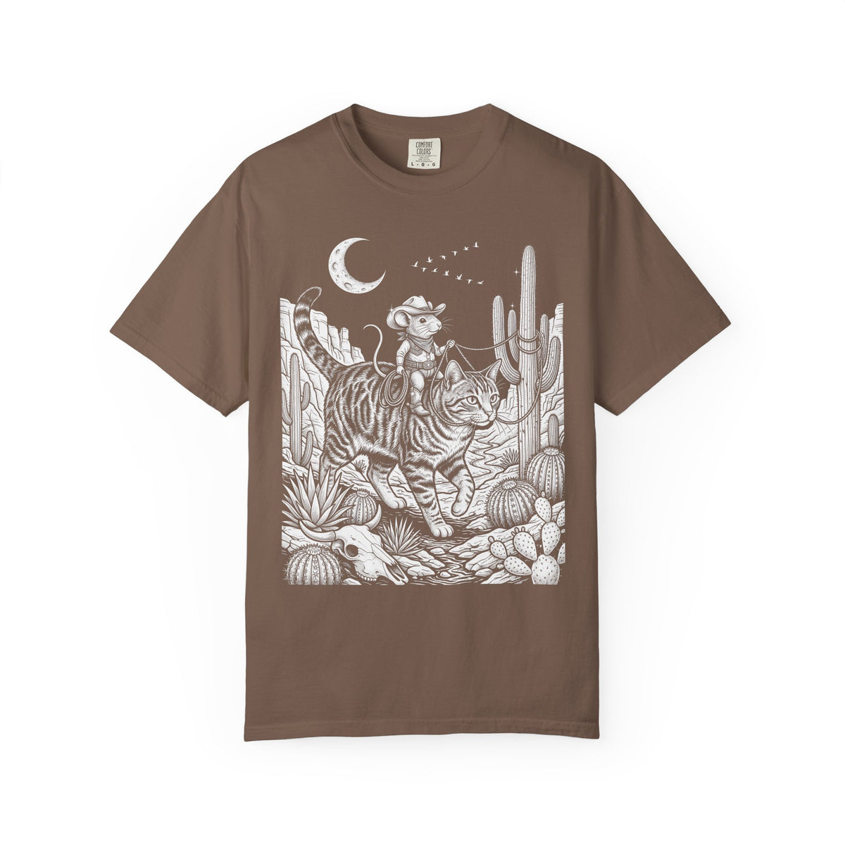 Cowboy Mouse Rodeo Classic Tee | Western Desert | Tabby Cat