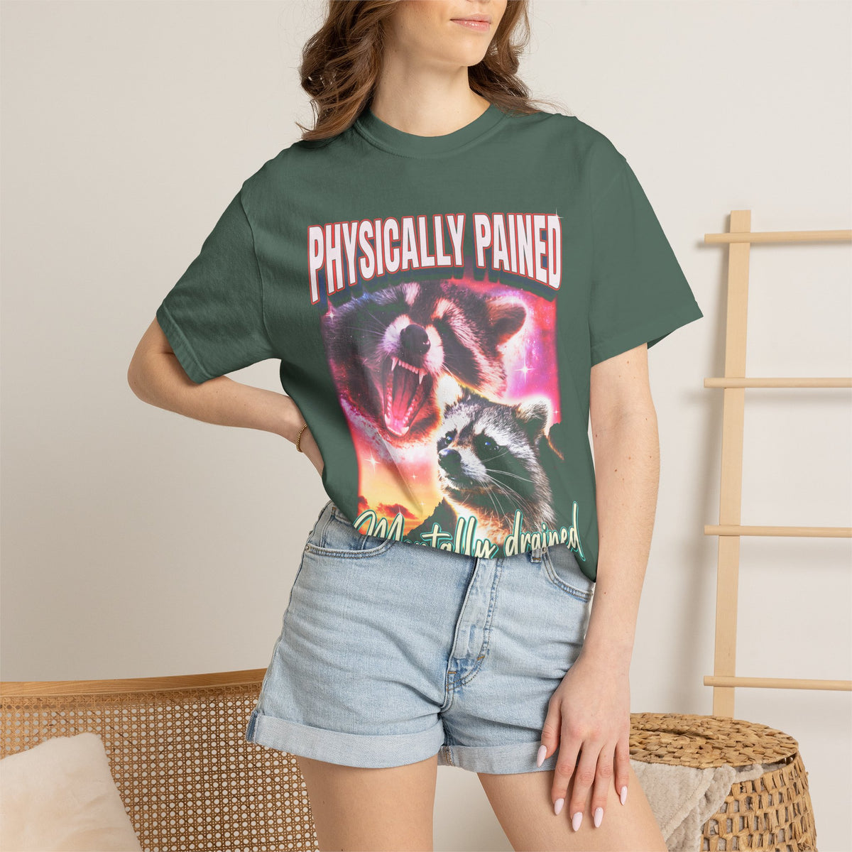 Physically Pained Mentally Drained Classic Tee | Raccoon Meme