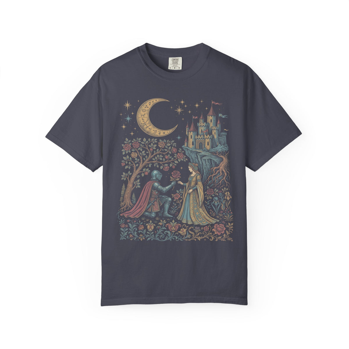 Medieval Knight And Lady Classic Tee | Vintage Romance | Castle Moon