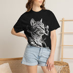 Cosmic Smoking Cat Classic Tee | Noir Space Art | Vintage Smoke