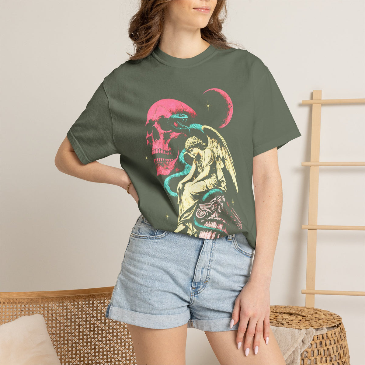 Skull Snake Angel Classic Tee | Retro Gothic | Vintage Gift