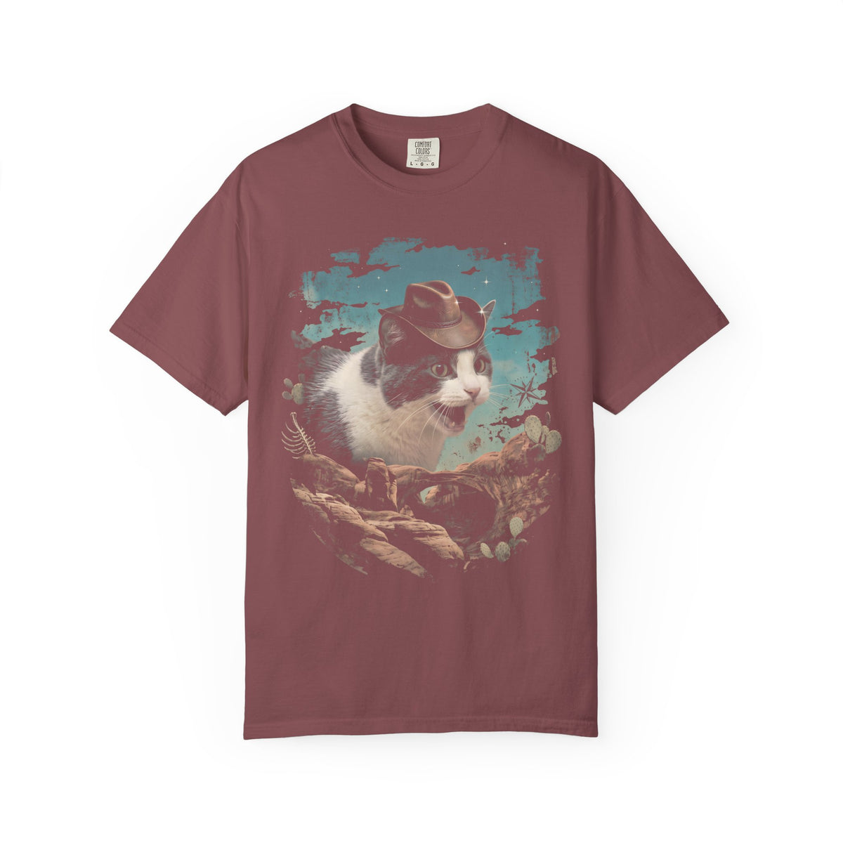 Screaming Meowboy Cat Classic Tee | Wild West Desert | Cactus