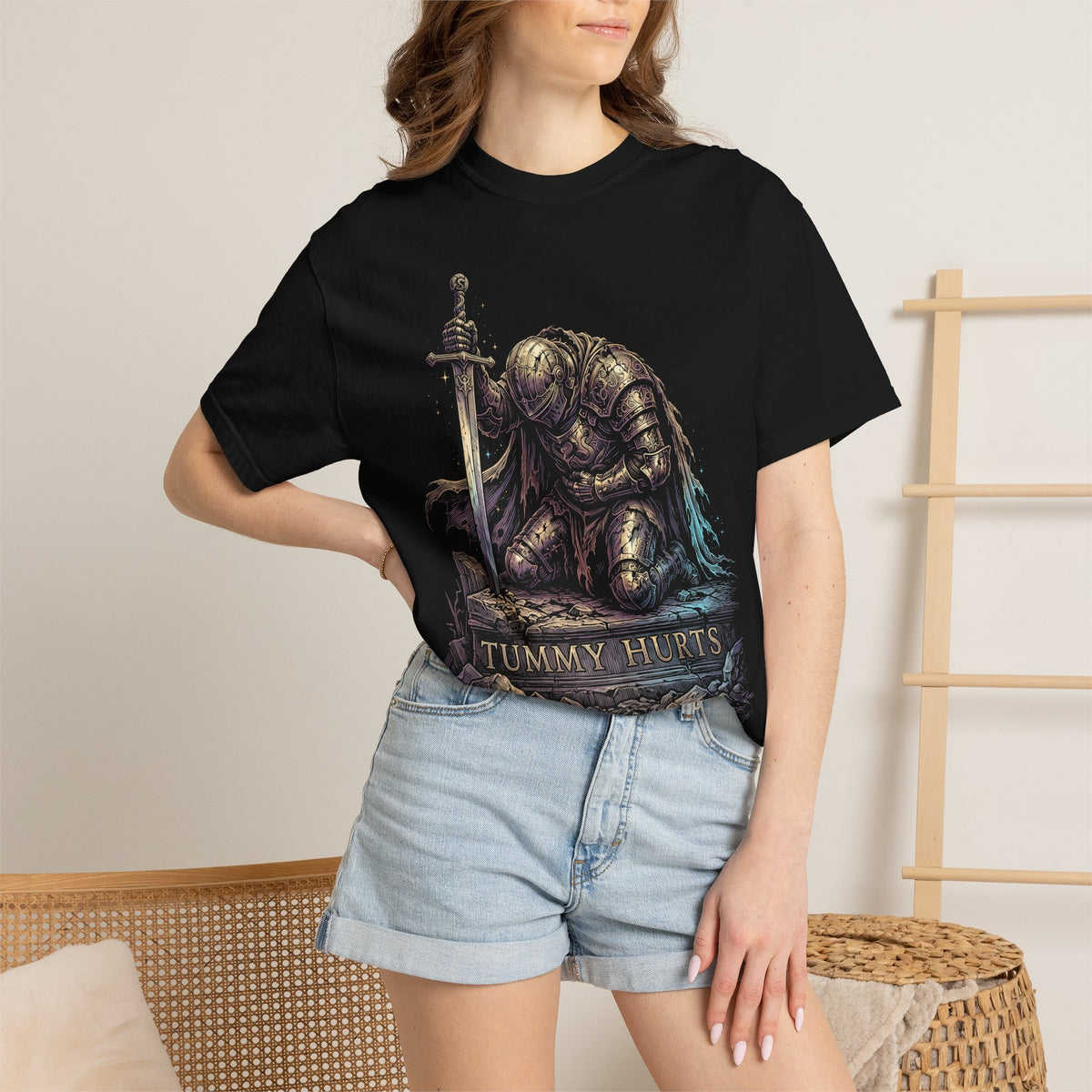 Tummy Hurts Classic Tee | Fantasy Knight | Iridescent Art
