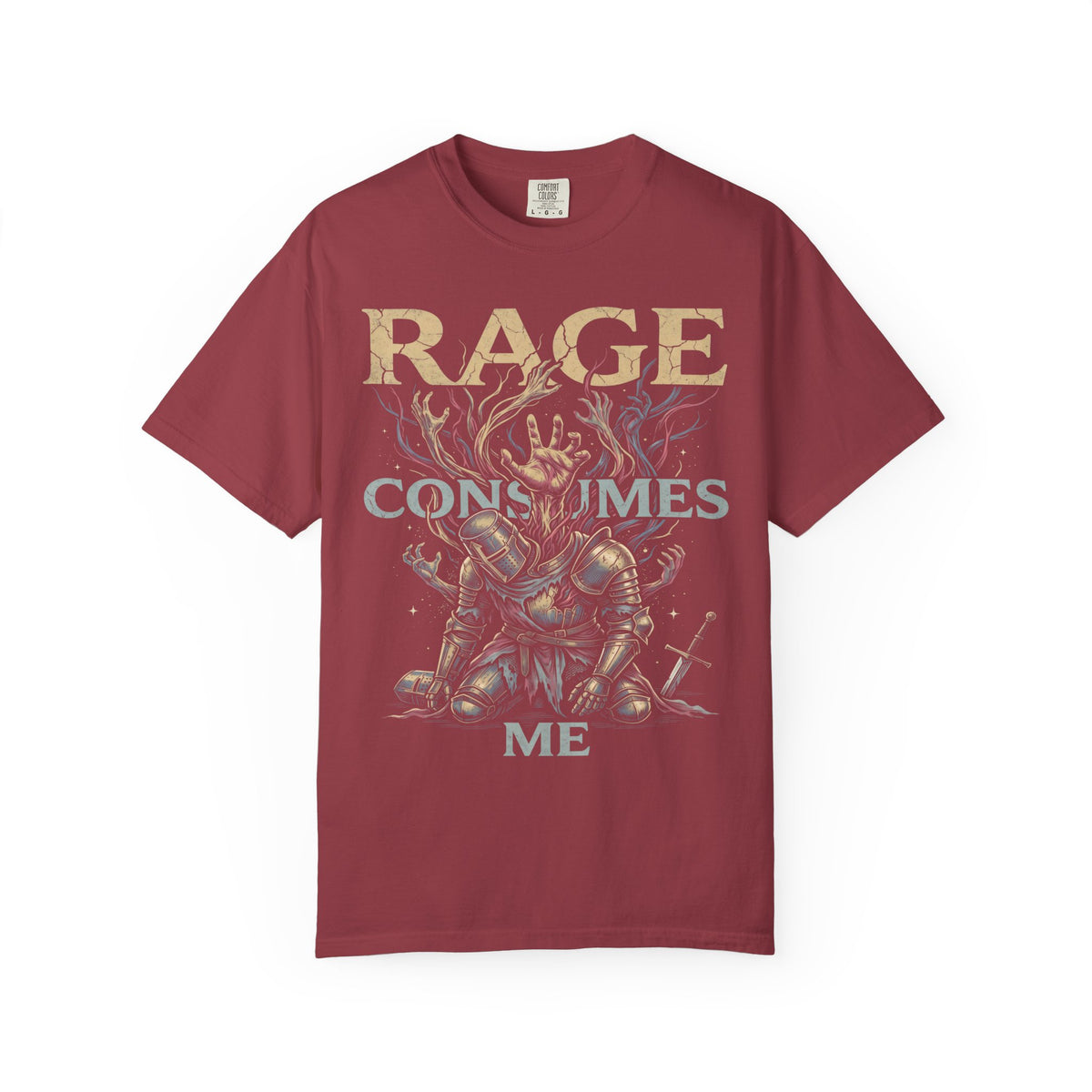RAGE CONSUMES ME Classic Tee | Kneeling Knight | Dark Fantasy