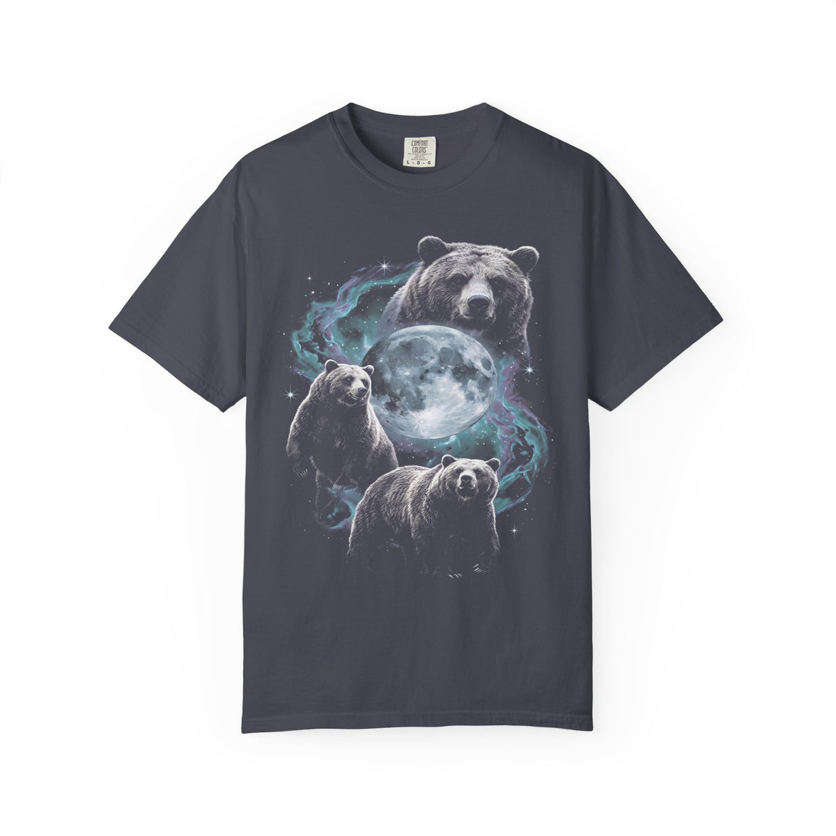 Three Grizzly Bears Classic Tee | Cosmic Full Moon Galaxy