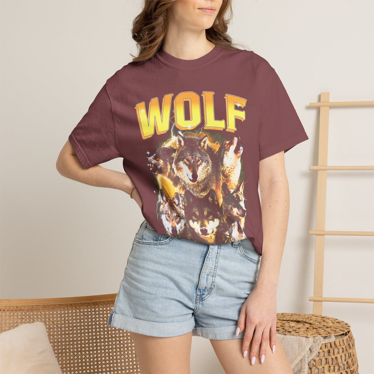 Wolf Lightning Classic Tee | Vintage 90s | Animal Lover Gift