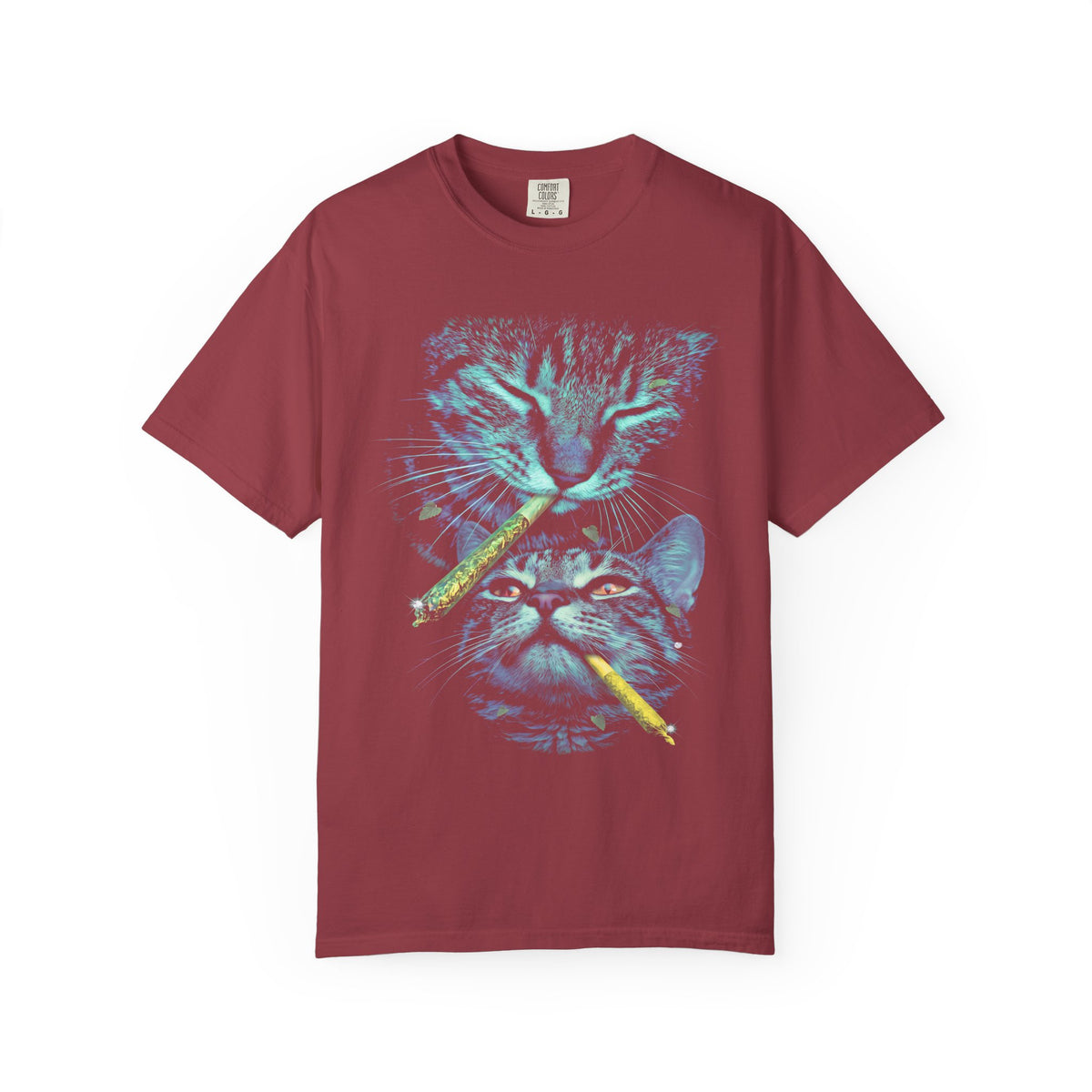 Stacked Cat Portraits Classic Tee | Neon Psychedelic Art