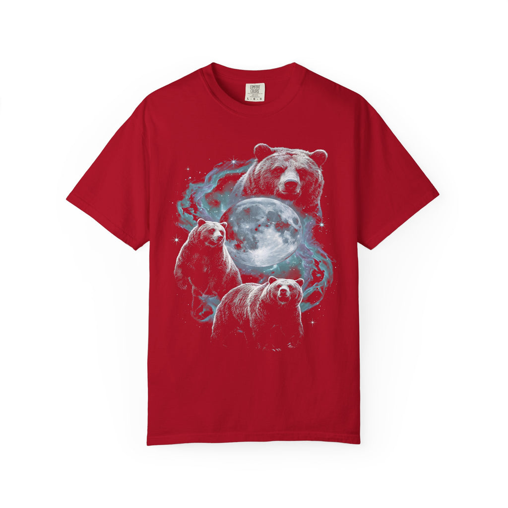 Three Grizzly Bears Classic Tee | Cosmic Full Moon Galaxy