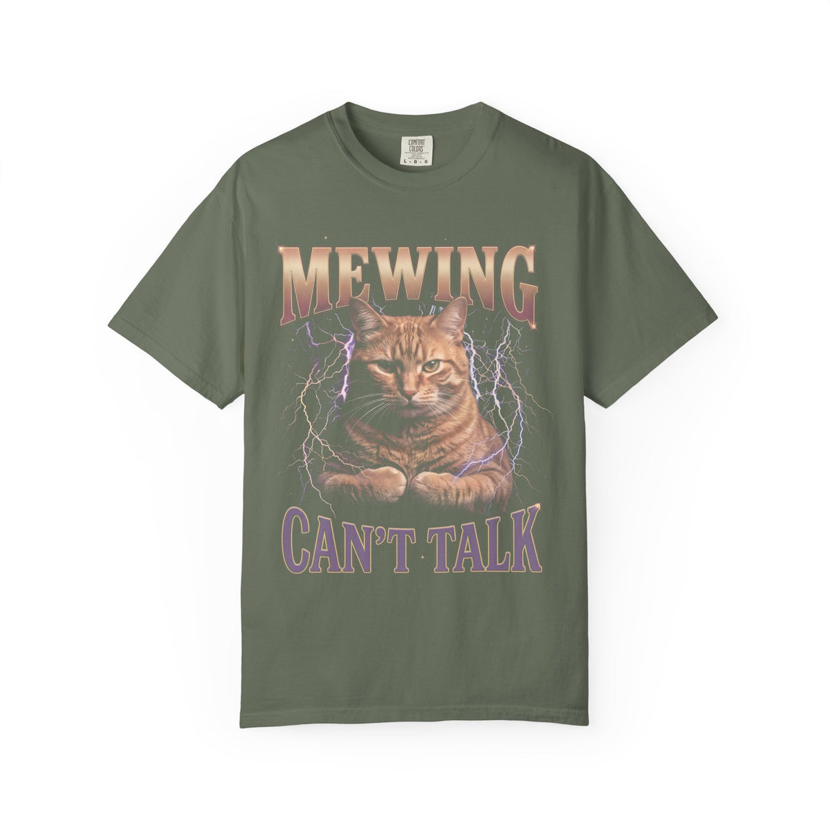 Mewing Can't Talk Classic Tee | GigaChad Feline | Muscle Lightning