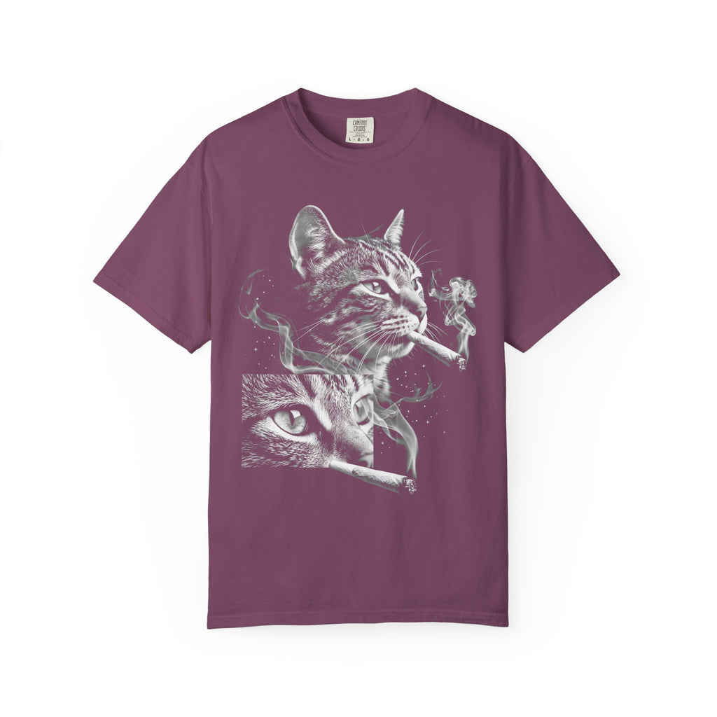 Cosmic Smoking Cat Classic Tee | Noir Space Art | Vintage Smoke