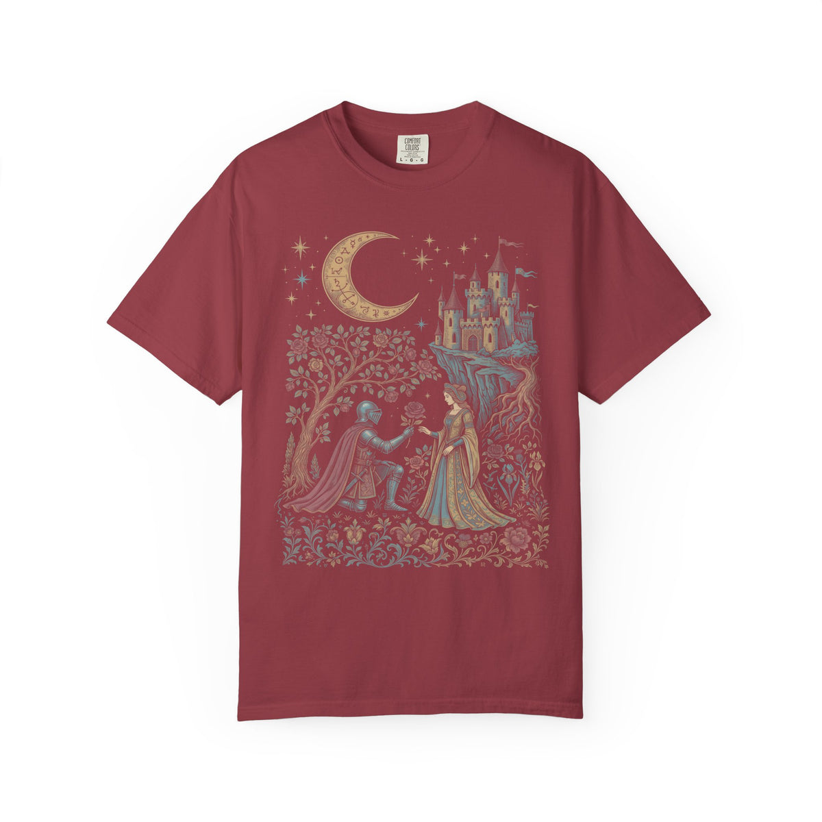Medieval Knight And Lady Classic Tee | Vintage Romance | Castle Moon