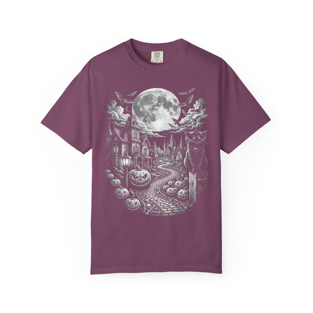 Halloween Haunted House Classic Tee | Spooky Black Cat Moon