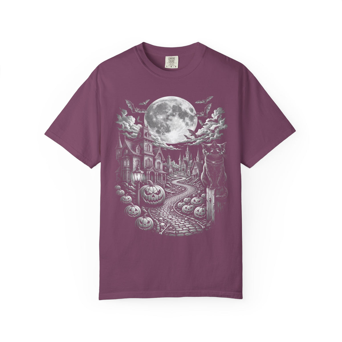 Halloween Haunted House Classic Tee | Spooky Black Cat Moon