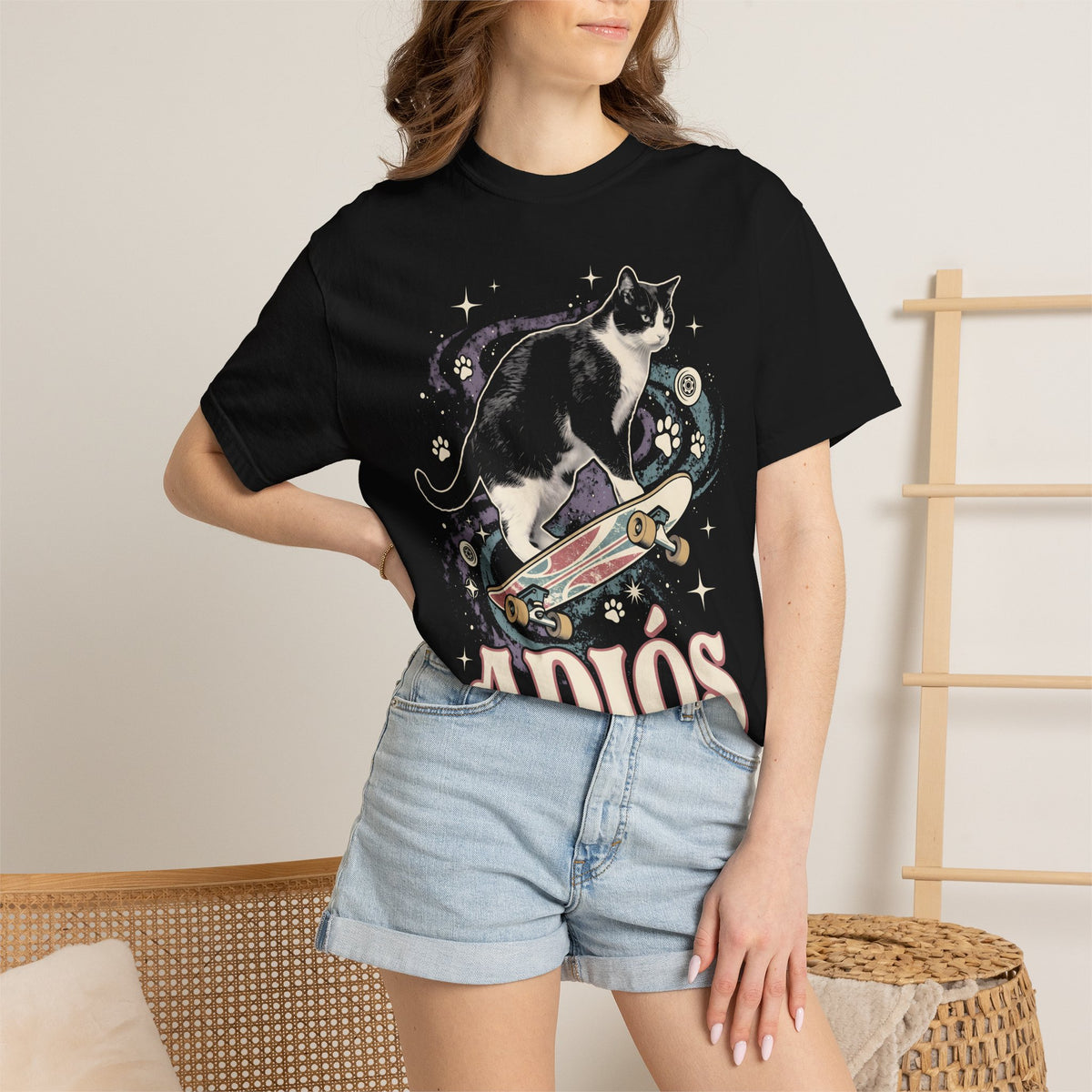 Adiós Tuxedo Cat Classic Tee | Space Feline | Cosmic Retro