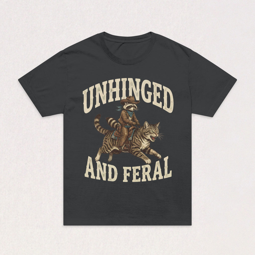 Unhinged and Feral T-Shirt — Vintage Raccoon Riding Tiger Graphic Oversized Tee