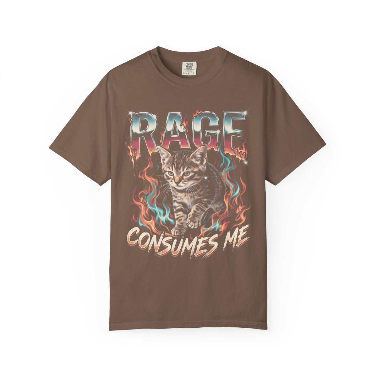 Rage Consumes Me Kitten Classic Tee | Fiery Cat | Retro Meme