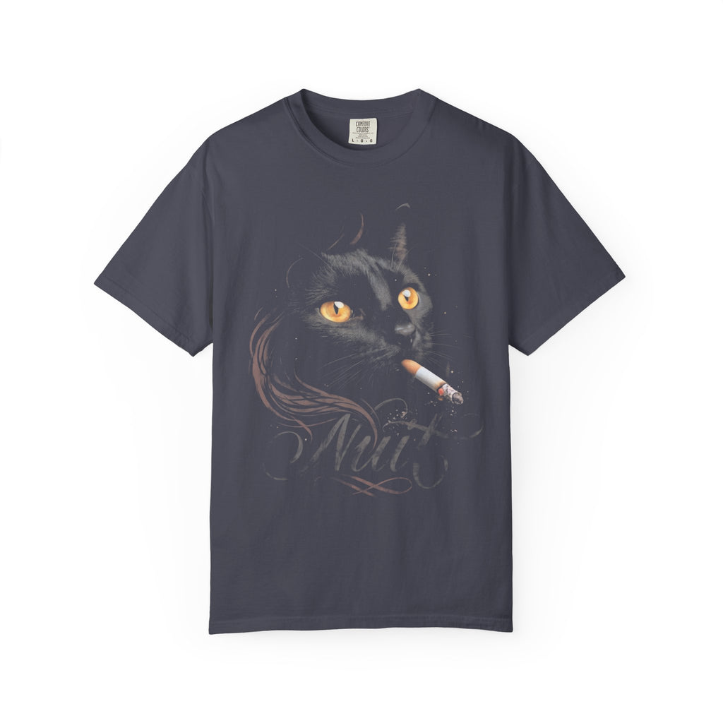 Nuit Black Cat Classic Tee | Edgy Vintage Art | Night Cigarette
