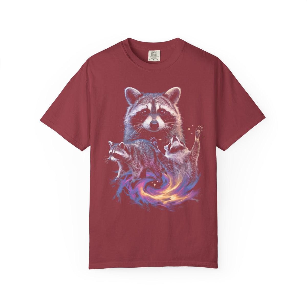 Cosmic Trio Raccoon Classic Tee | Galaxy Vortex | Psychedelic