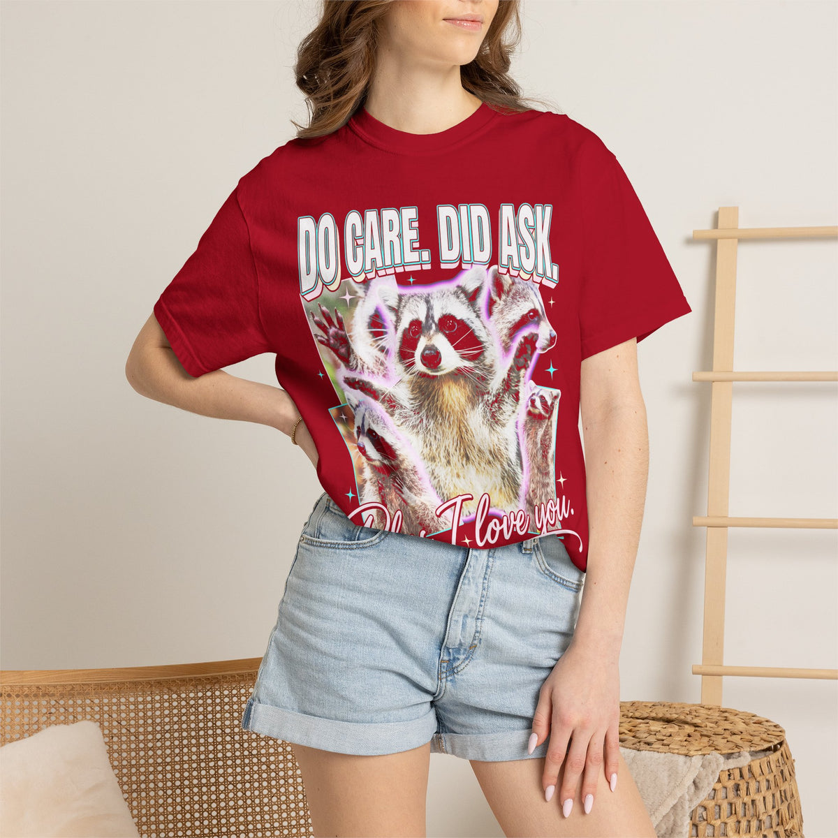 Do Care Did Ask Plus I Love You Classic Tee | Raccoon Gift