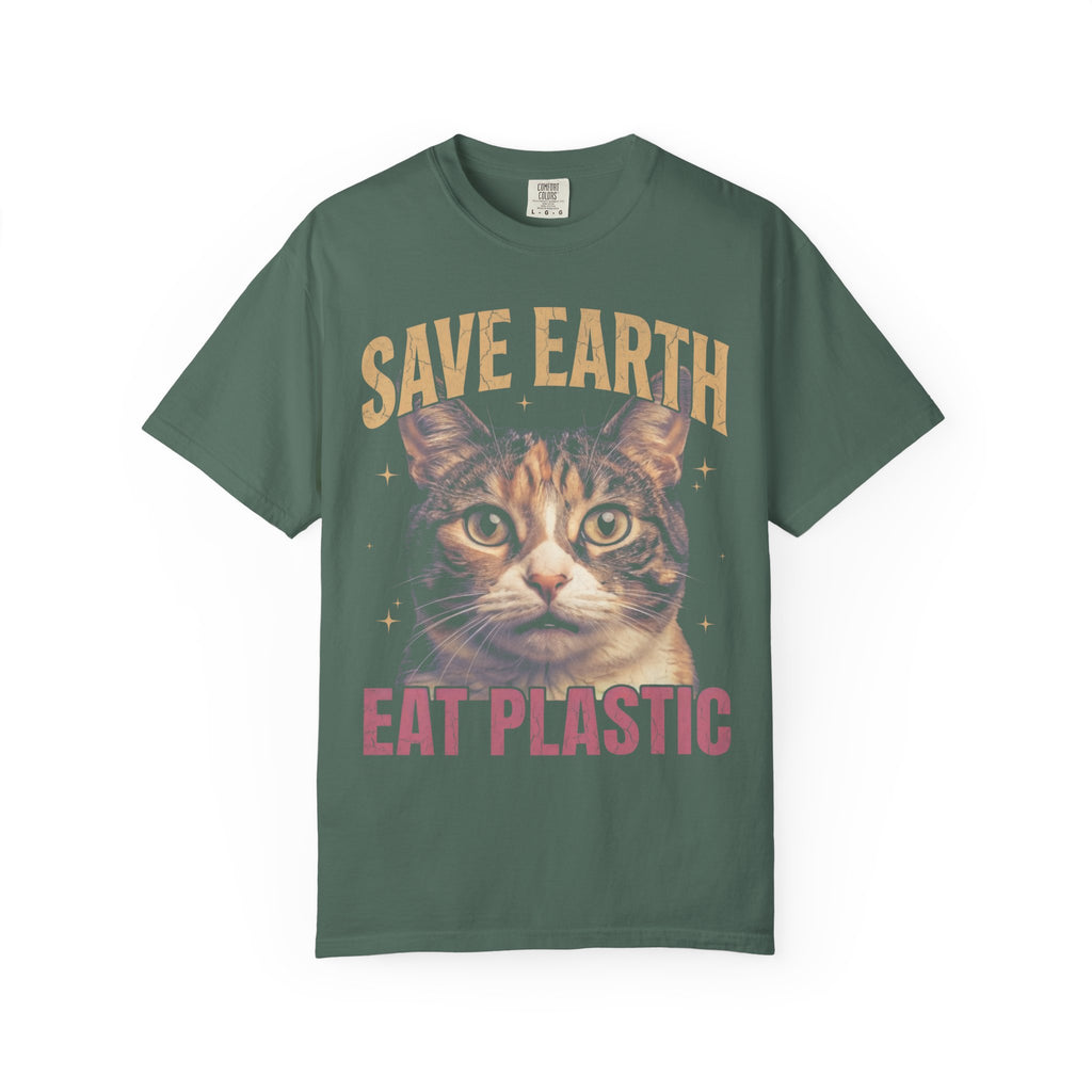 Save Earth Eat Plastic Classic Tee | Sarcastic Cat | Weird Art