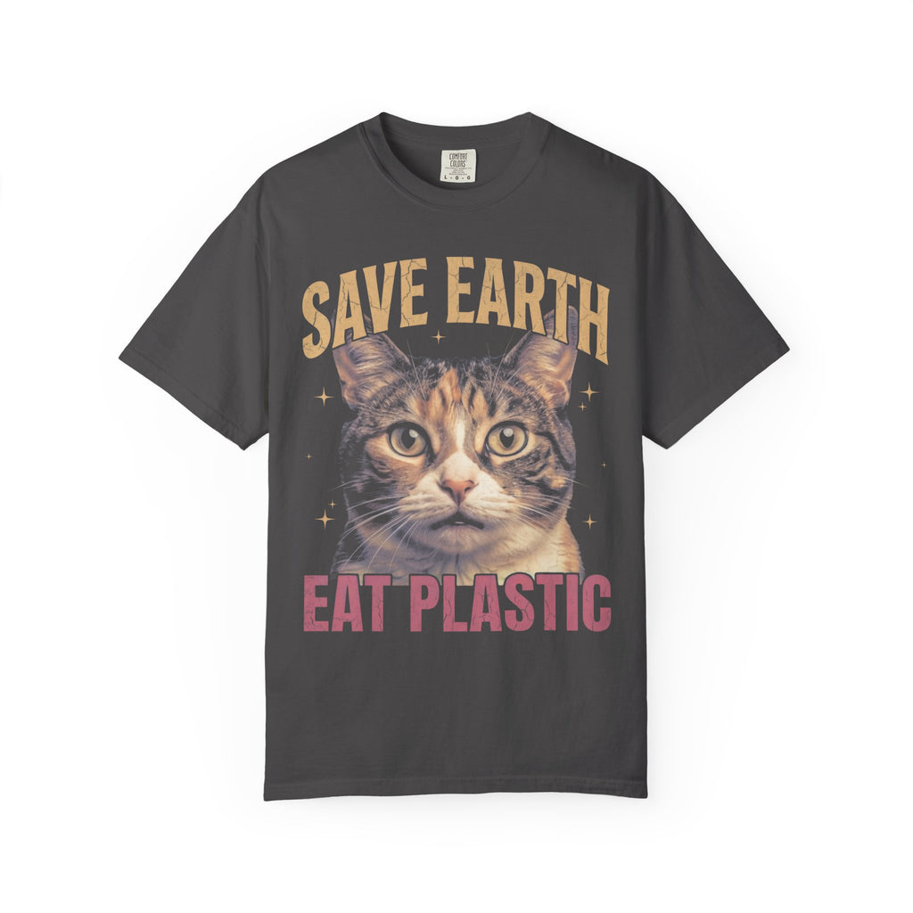 Save Earth Eat Plastic Classic Tee | Sarcastic Cat | Weird Art