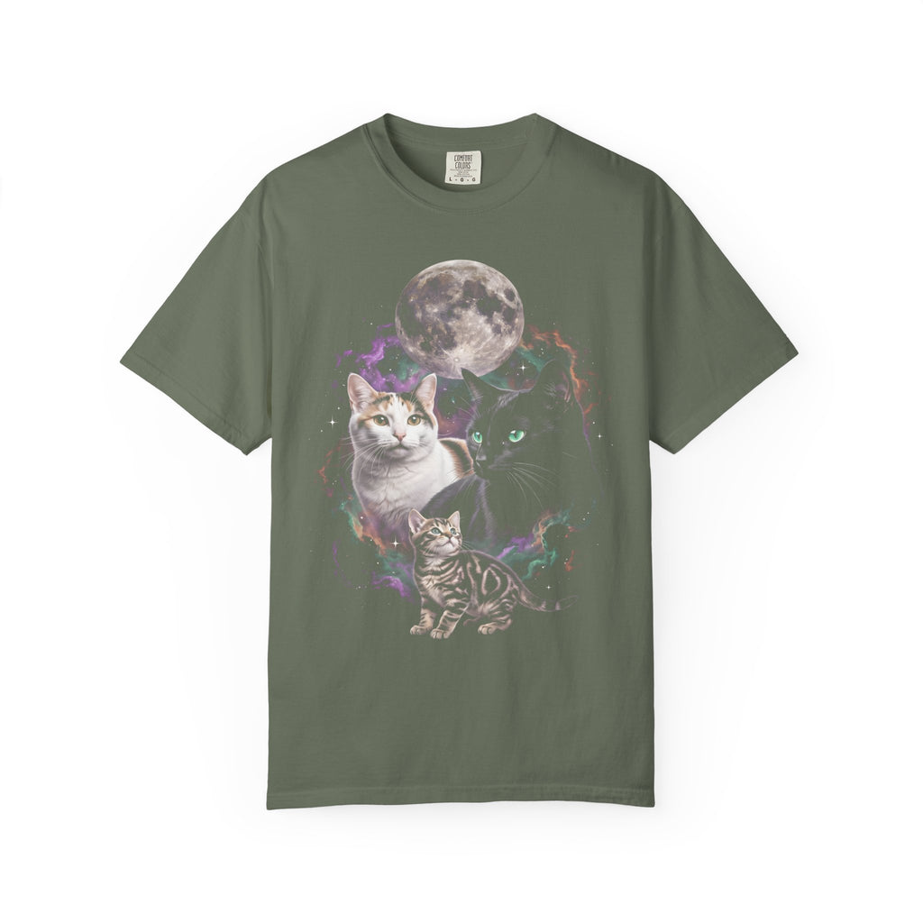 Cosmic Galaxy Cats Classic Tee | Celestial Moon | Space Nebula
